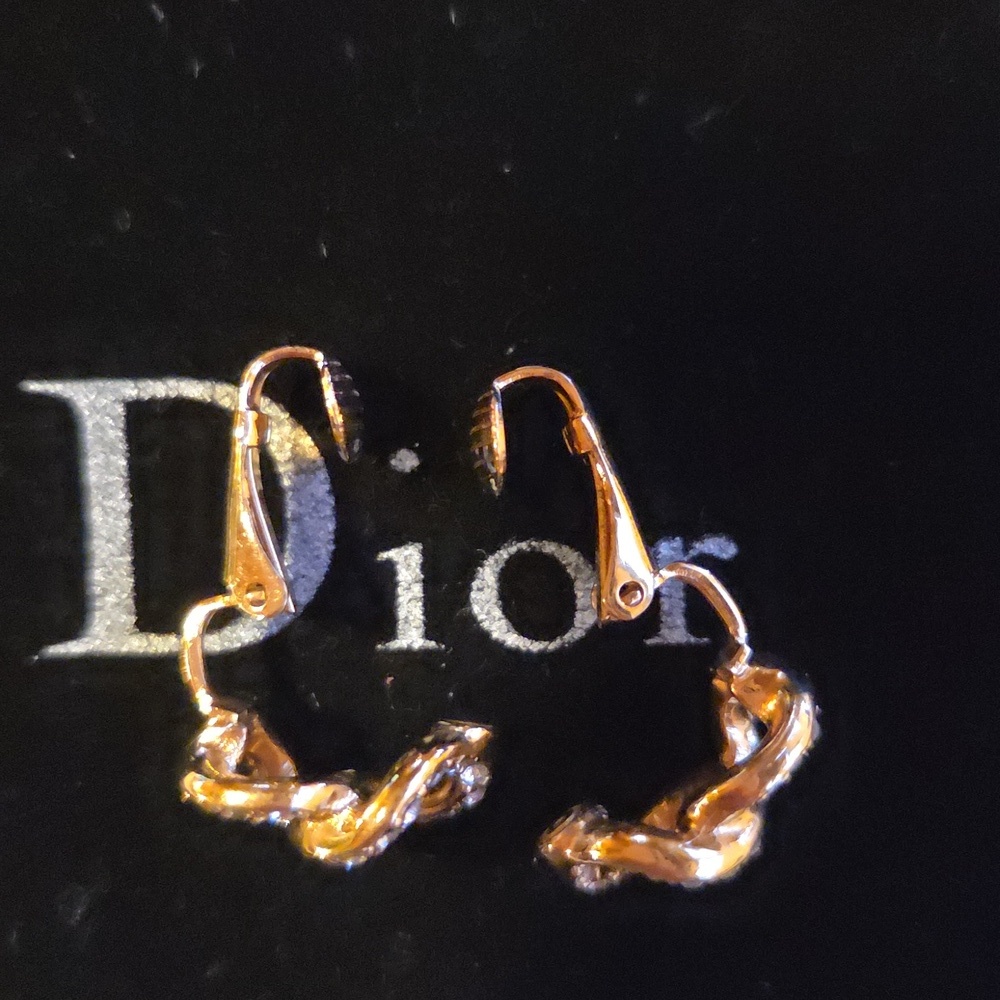Dior‎ Infinity Gemstones Gold Clip-on Earrings - Picture 3 of 4